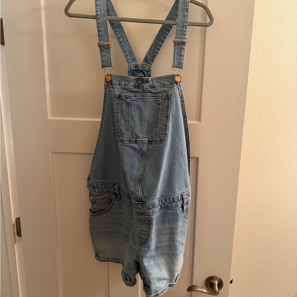 Isabel Maternity by Ingrid & Isabel Light Blue Denim Overalls Size 16